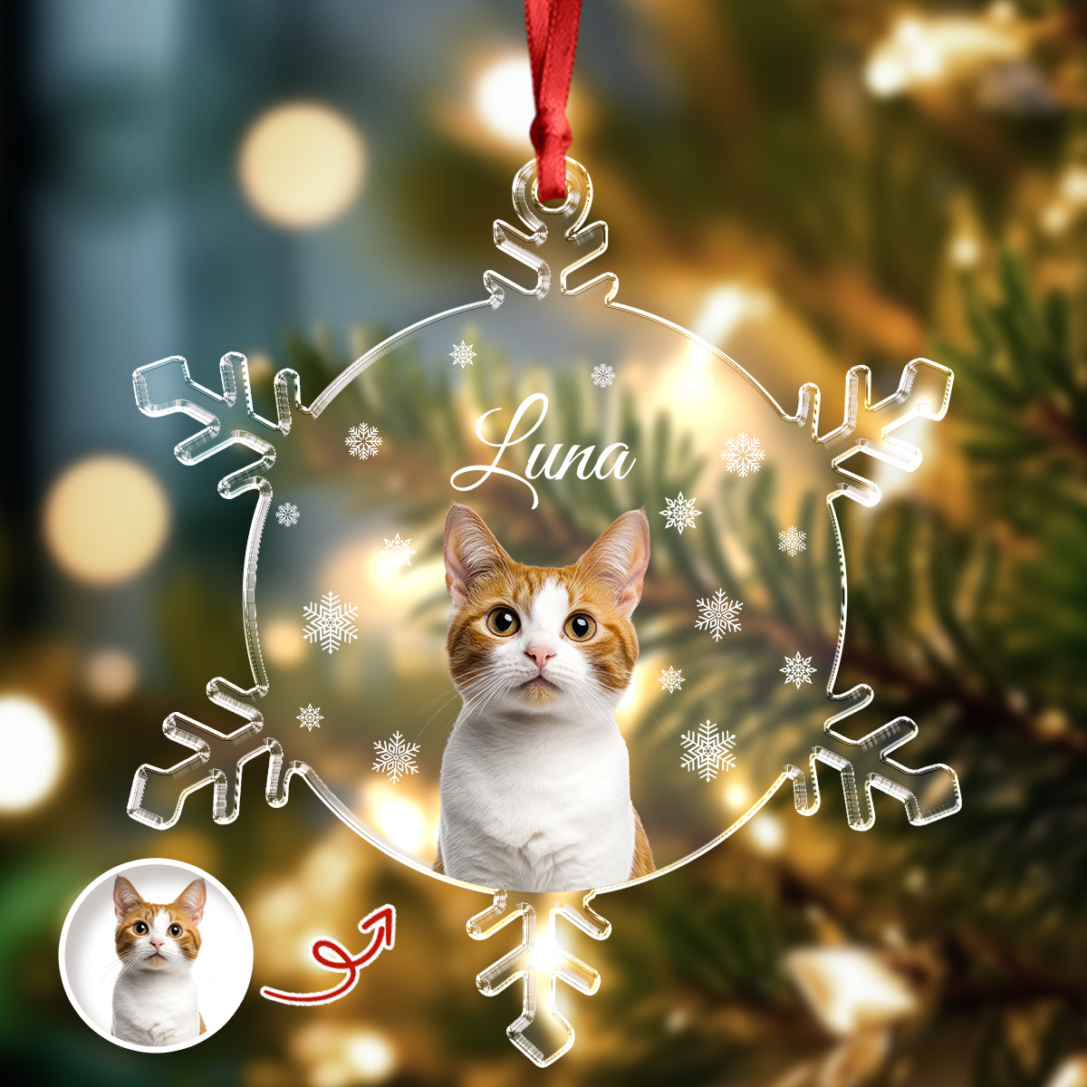 Custom Photo Cat Acrylic Ornament Christmas Gift For Cat Lovers CH07 899090