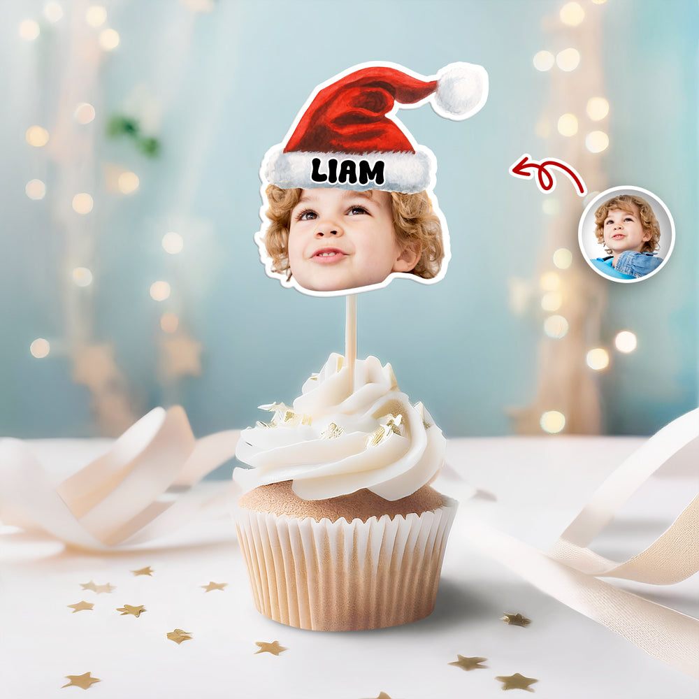 Custom Photo Christmas Party Cupcake Toppers LM32 895533
