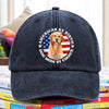 Custom Photo American By Birth, Dog Mom By Choice Washed Denim Baseball Cap HA75 892536