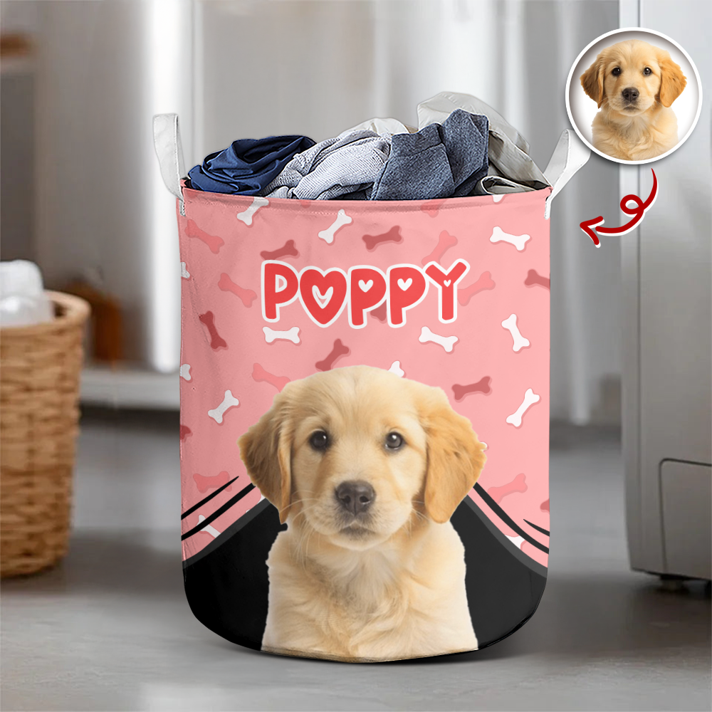 Custom Dog Photo Paws Off My Laundry - Personalized Laundry Basket CH07 896564