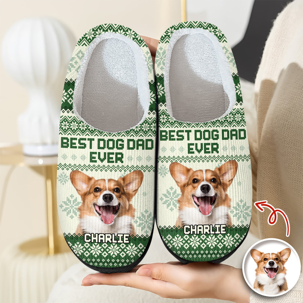 Custom Photo Best Dog Mom Ever Slipper Christmas Gift For Dog Lovers CH07 896404