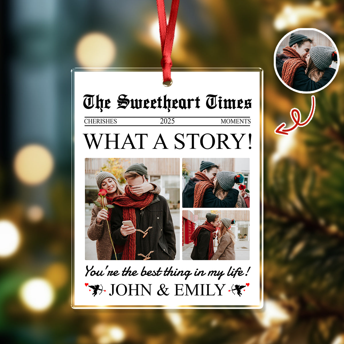 Custom Photo The Sweetheart Times Acrylic Ornament Christmas Gift For Couples HO82 894852