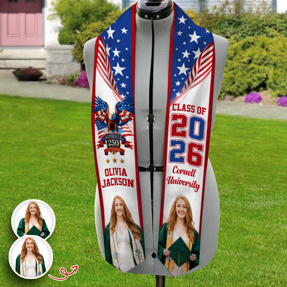 Custom Photo Class of 2026 America 250th Graduation Stole CH07 910318