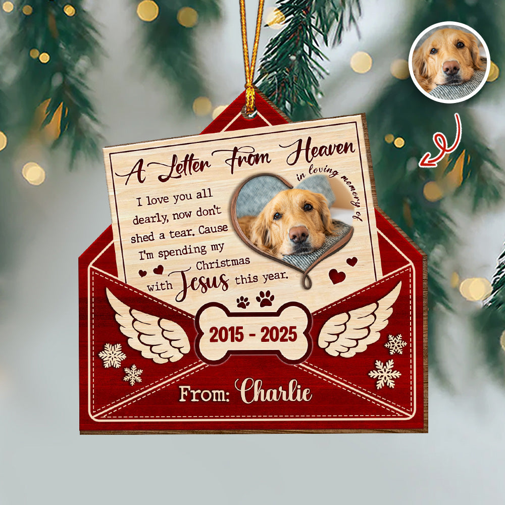 Custom Dog Photo A Letter From Heaven Sympathy Memorial Wooden Ornament LM32 895889