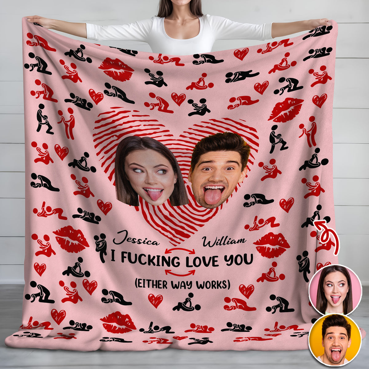 Custom Photo Couple Blanket Gift For Valentine's Day HA75 920010
