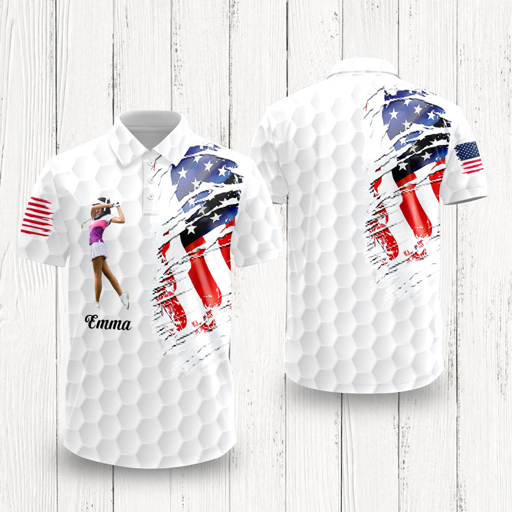 Custom Photo US Flag Polo Shirt For Golfer TH10 898095