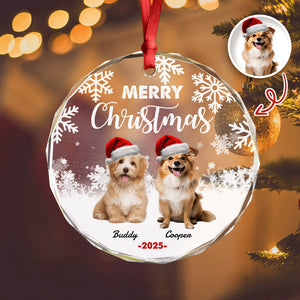 Custom Photo Merry Woofmas Christmas Glass Ornament For Dog Lovers HA75 897486