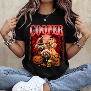 Custom Photo Dog Halloween Retro Style Dark Shirt HO82 894988