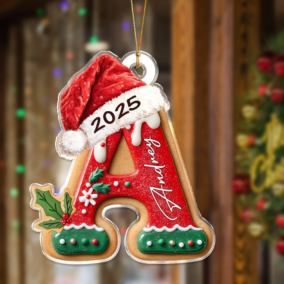Personalized Gingerbread Letter Acrylic Ornament Gift For Mom, Dad, Brother, Sister, Kids HO82 900706