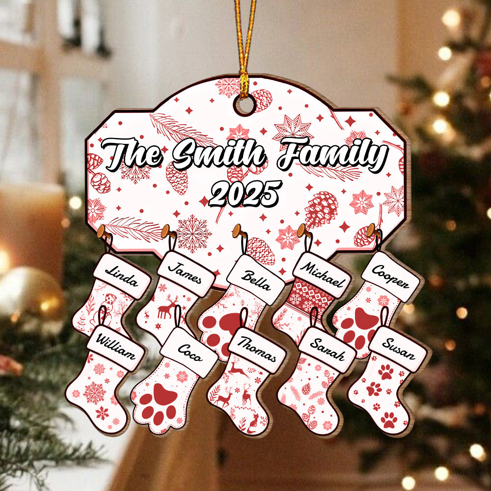 Custom Name Family With Pet - Personalized Wood Ornament LM32 895377