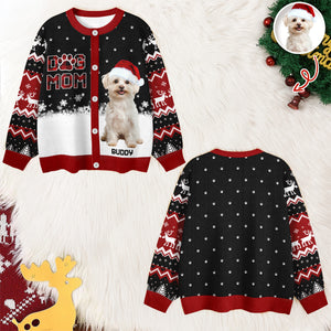 Custom Dog Photo Christmas Pattern Cardigan Christmas Gift HA75 898174
