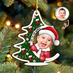 Custom Photo First Christmas Tree Baby Santa - Personalized 2 Layered Wood Ornament CH07 899132