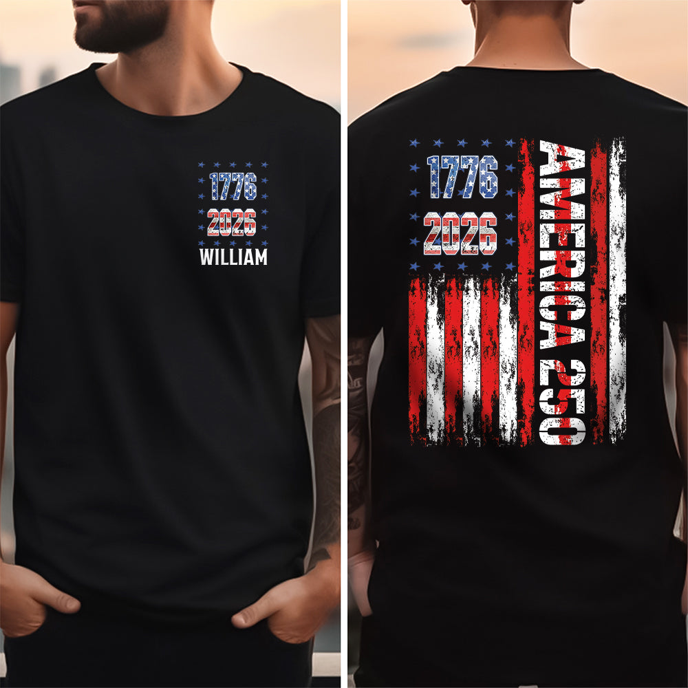 Custom Name America 250th 1776-2026 Back & Front Dark Shirt TH10 169063