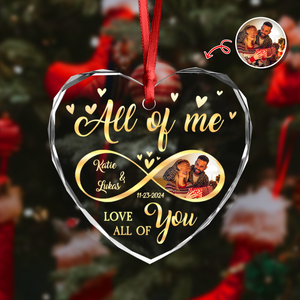 Custom Photo All Of Me Loves All Off You Couple Heart Shape Glass Ornament HA75 892836