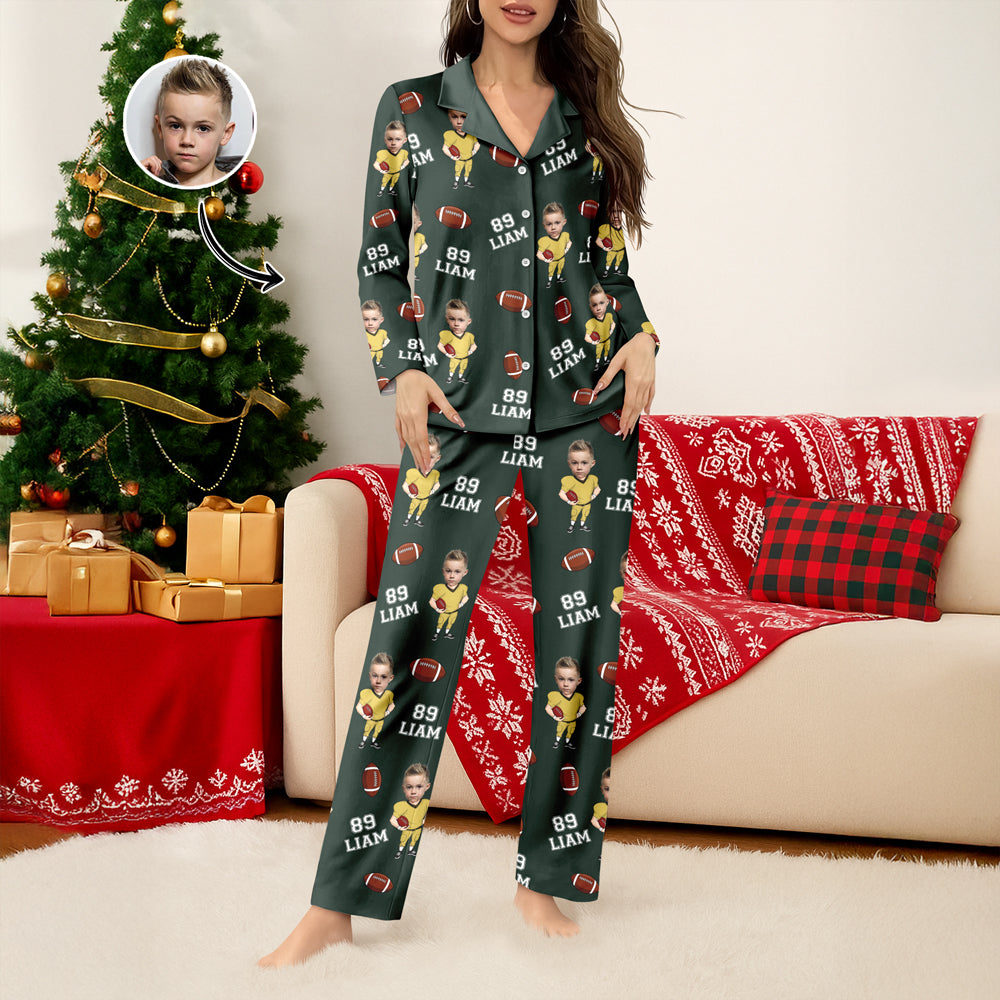 Custom Photo Football Player Pajamas Christmas Gift For Football Lovers CH07 899472