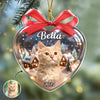 Custom Cat Photo Heart Shaped Acrylic Ornament Christmas Gift For Cat Lovers CH07 899488