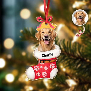 Custom Dog Photo On Stocking Acrylic Ornament For Christmas TH10 894391