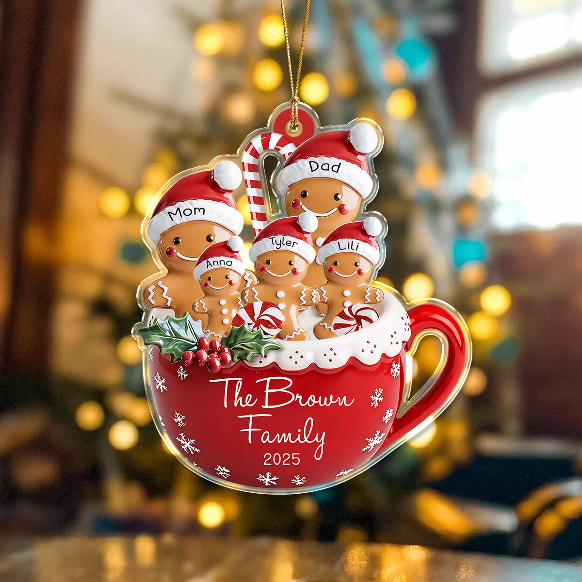 Personalized Gingerbread Family Acrylic Ornament LM32 895797