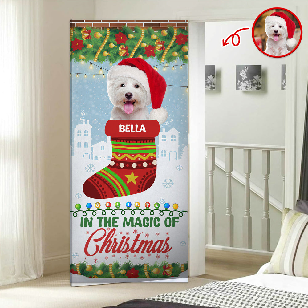 Custom Photo In The Magic Of Christmas Dog Door Cover HO82 900272