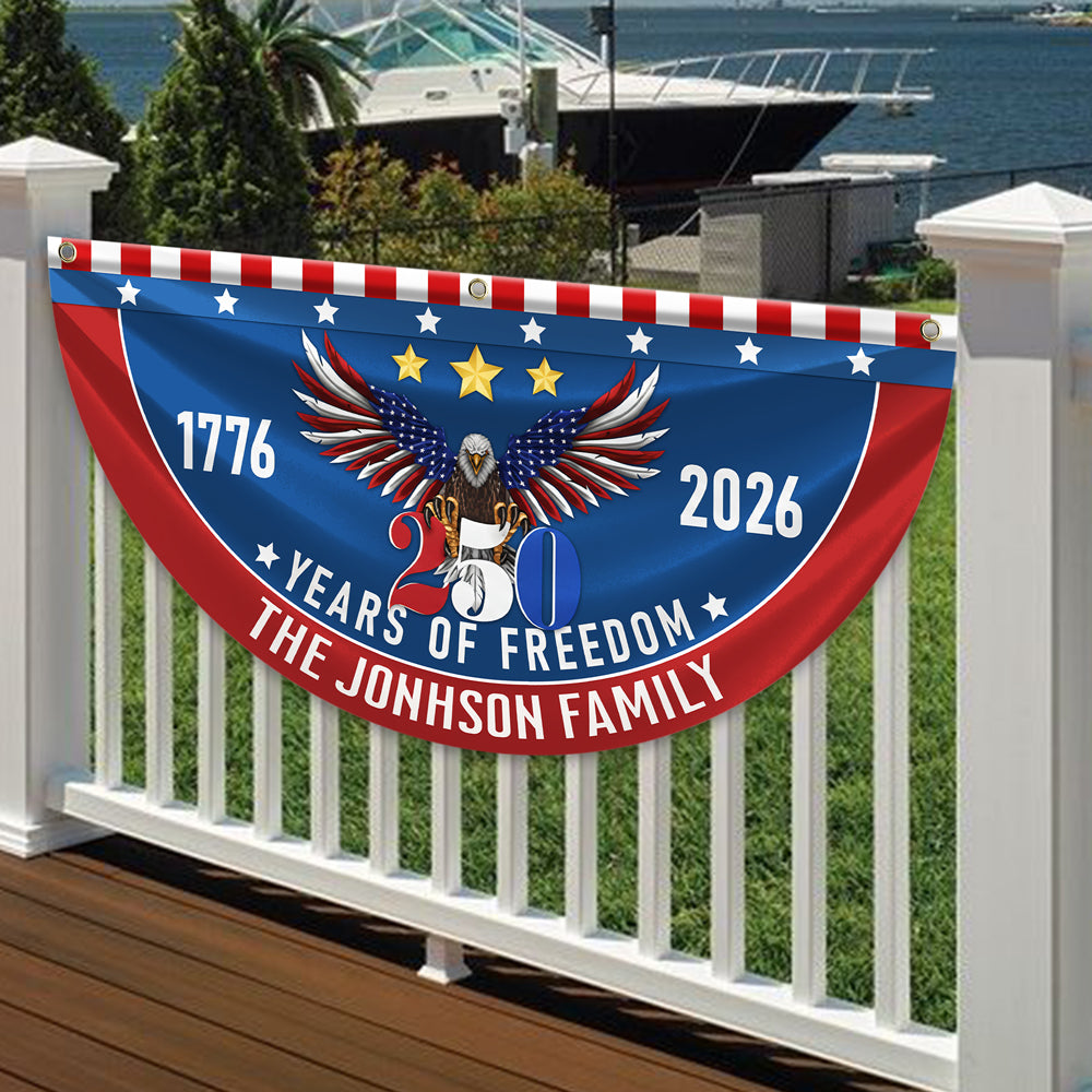 Custom Family Name 250 Years Of Freedom Non-Pleated Fan Flag CH07 910250