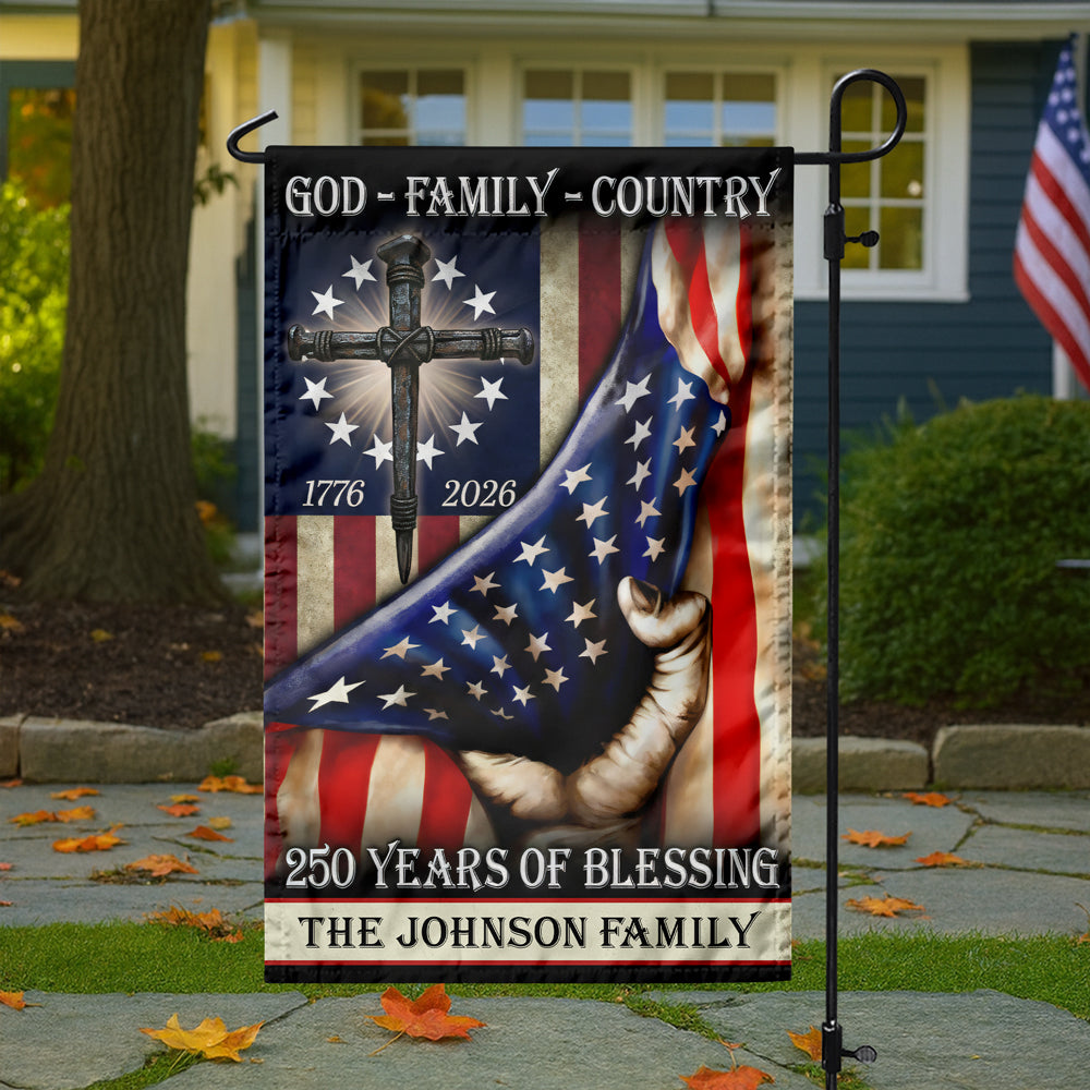 Custom Family Name God Family Country Patriot 1776-2026 Garden Flag CH07 910604