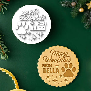 Custom Dog Cat Name Merry Christmas With Paw Cookie Stamp HO82 900580