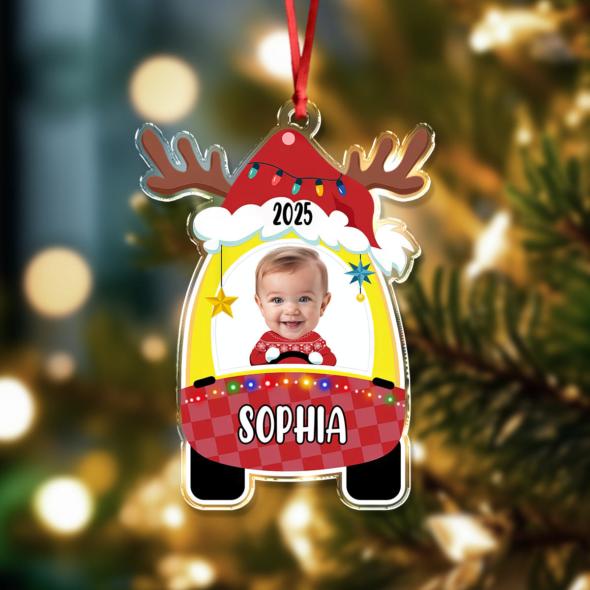 Custom Photo Cute Baby First Christmas Car Acrylic Ornament HO82 894646