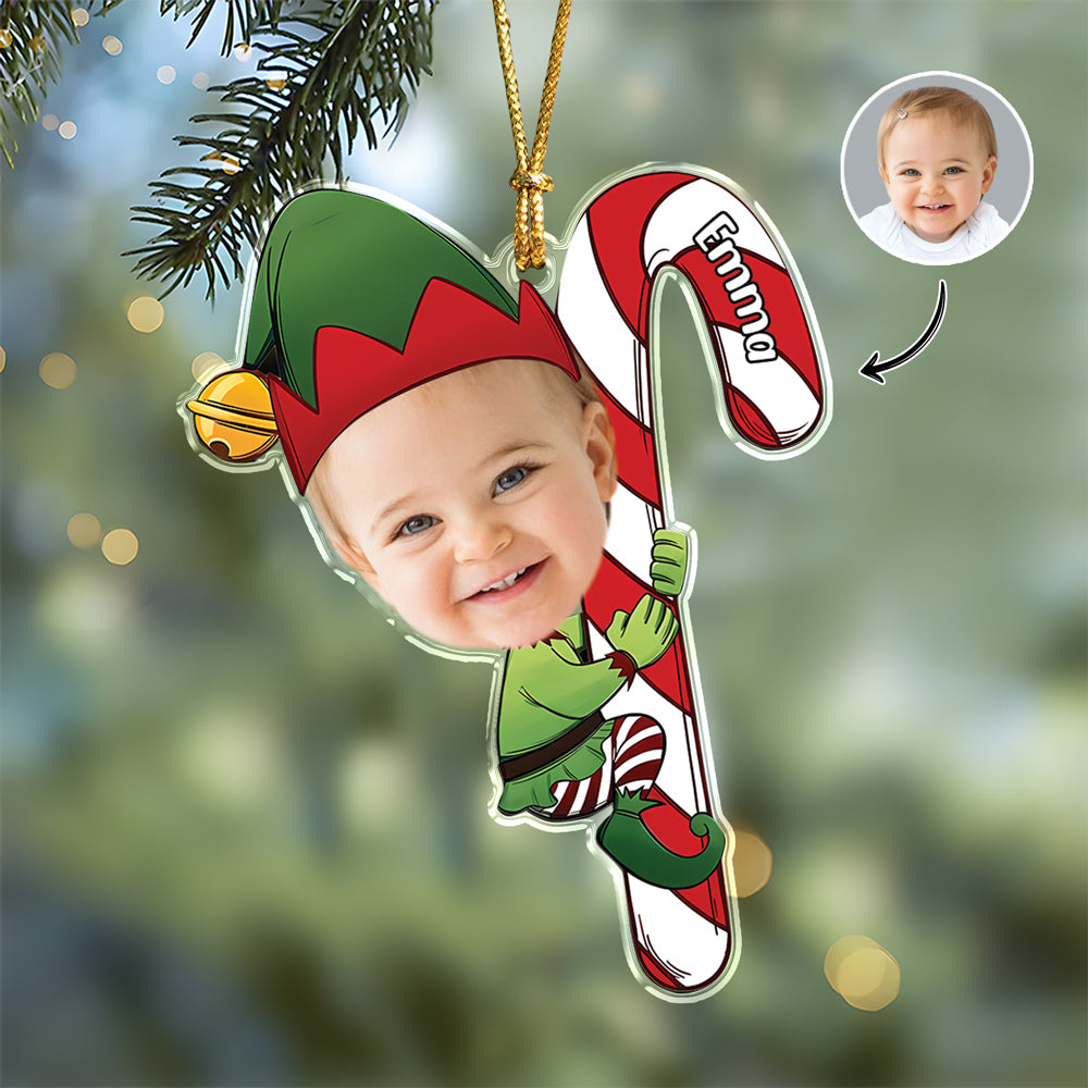 Custom Photo Baby Elf Personalized Christmas Acrylic Ornament HA75 898250