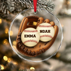 Custom Baseball Family Name Glass Ornament TH10 896475