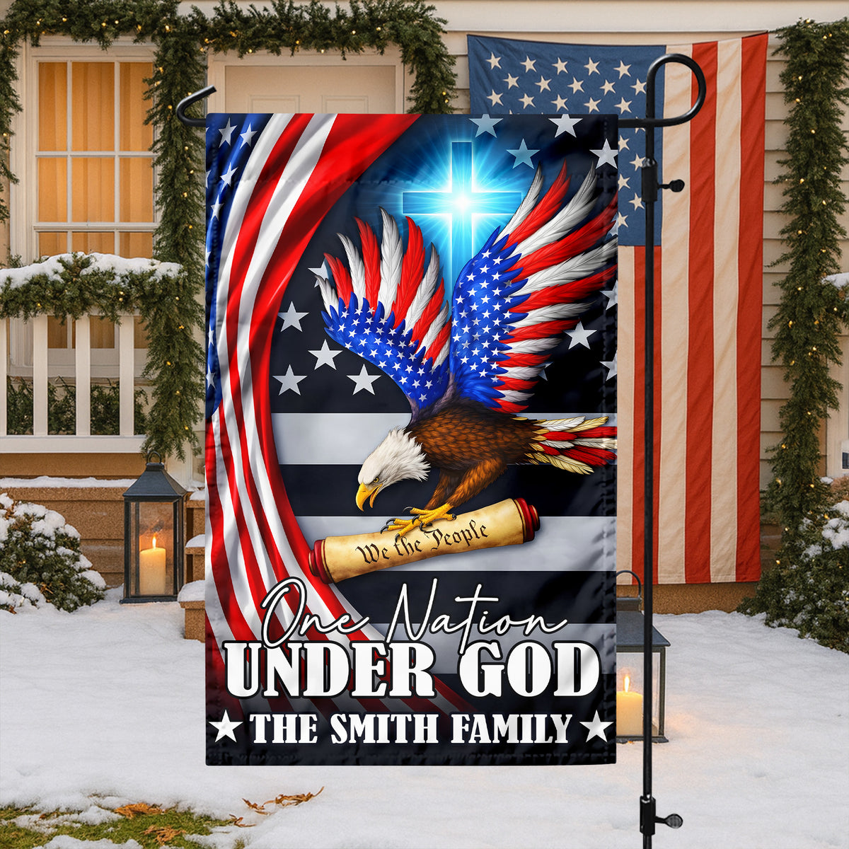 Custom Family Name One Nation Under God Patriot Eagle We The People Garden Flag HO82 900942