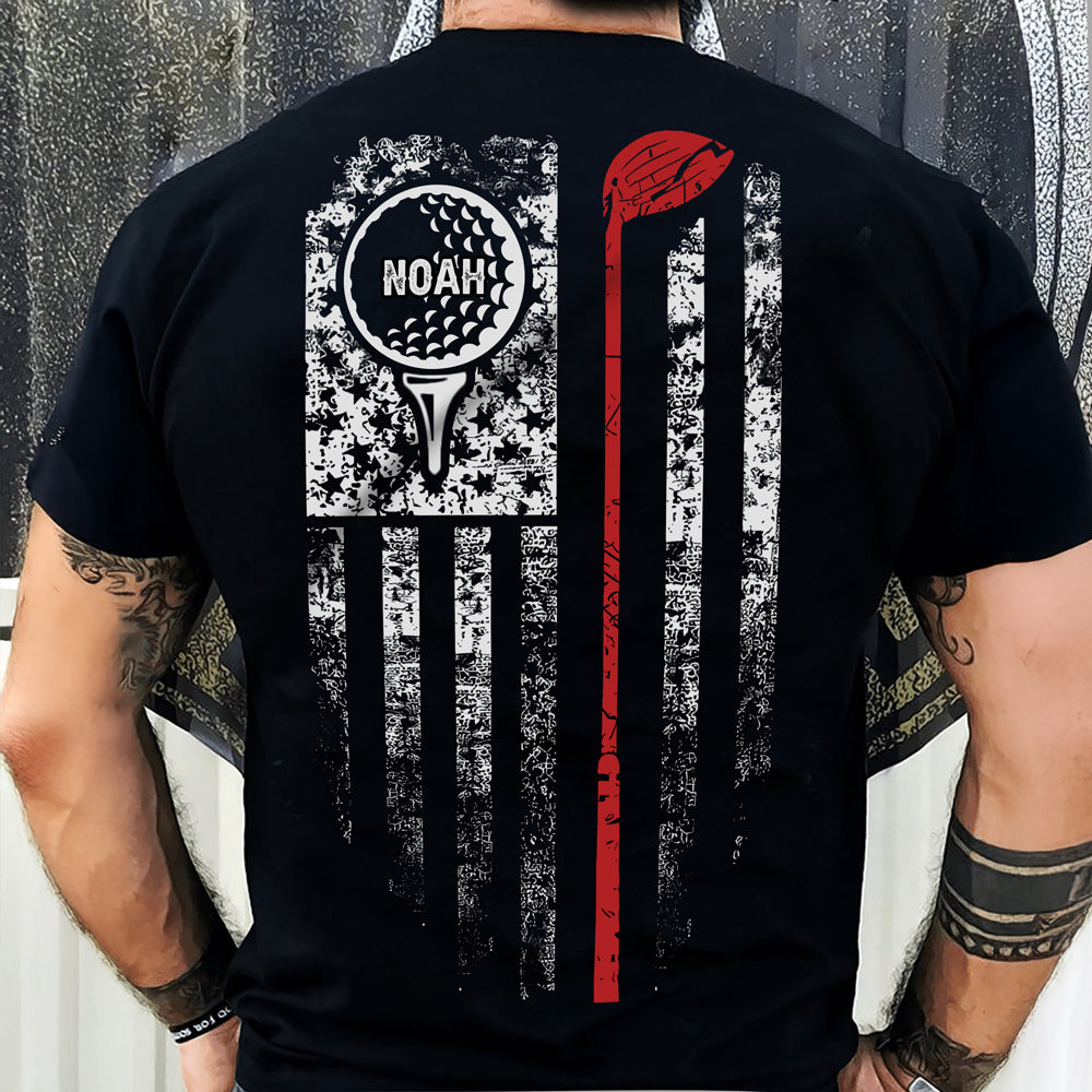 Custom Name American Flag Golf Back Personalized Back Side Dark Shirt HA75 898568
