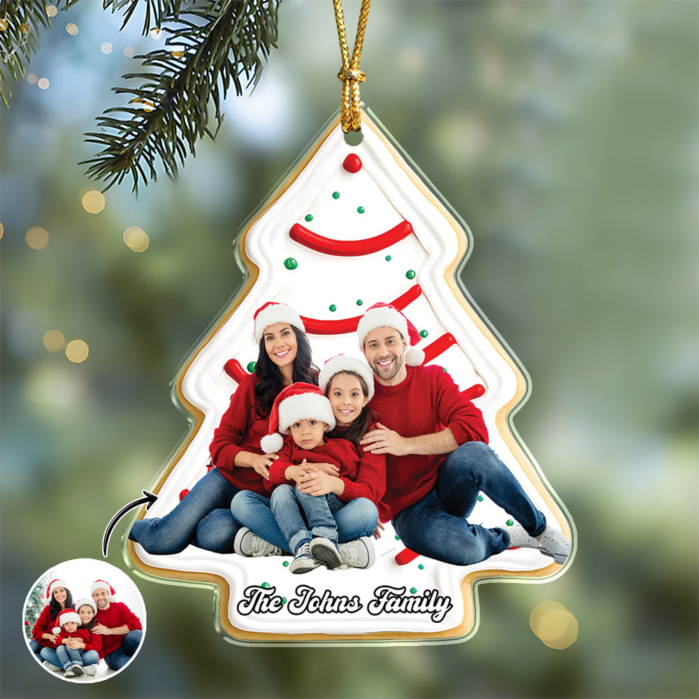 Custom Photo Christmas Tree Cake Family Acrylic Ornament Gift For Mom, Dad, Brother, Sister, Kids HO82 900072