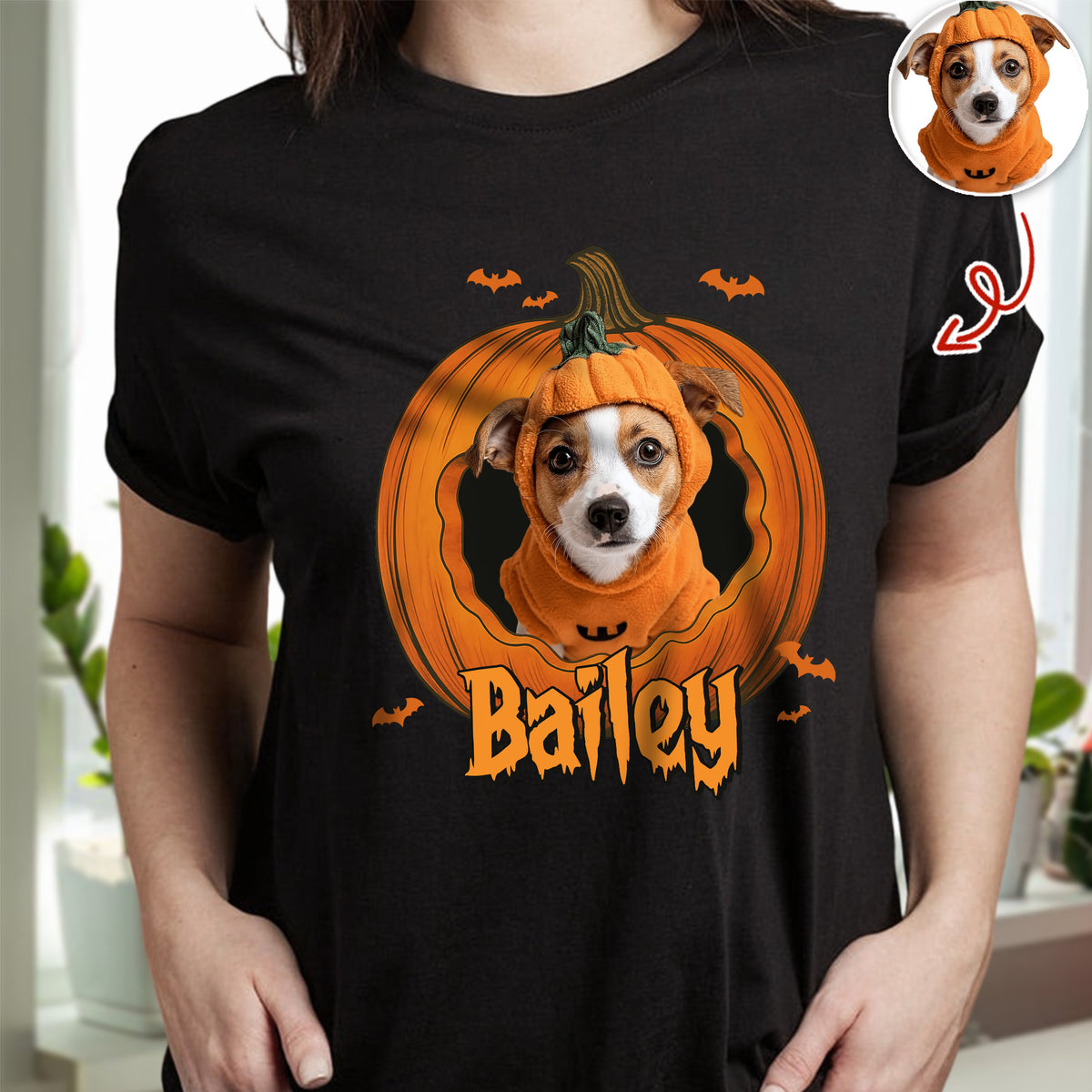 Custom Cat Halloween Shirt - Pumpkin Design