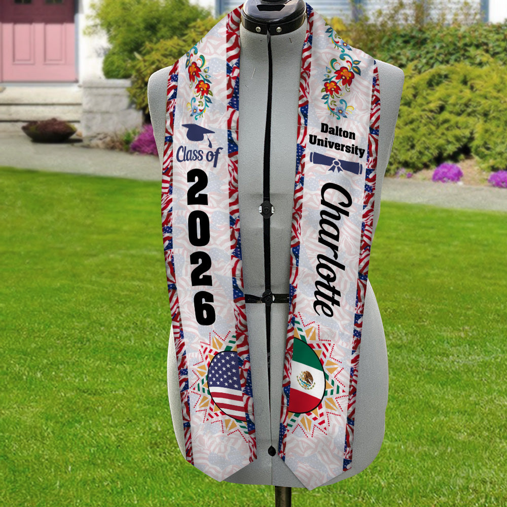 Personalized Country Flag Class of 2026 Graduation Stoles LM32 897969
