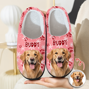 Custom Dog Photo Christmas Fluffy Slippers Christmas Gift CH07 896402