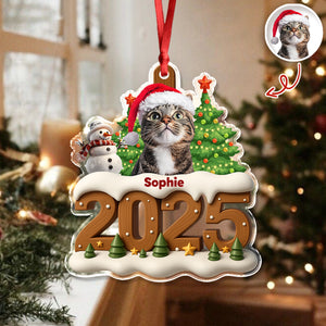 Custom Cat Photo Cozy Xmas Crew Acrylic Ornament Personalized Gift For Christmas HO82 900134