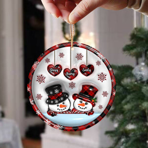 Dad Mom Snowman Christmas 3D Inflated Effect Ceramic Ornament Personalized Gift For Family HO82 894722