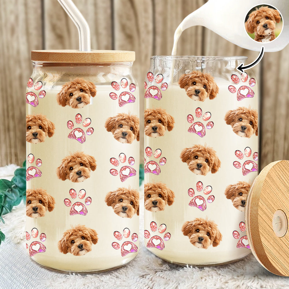 Custom Photo Dog Cat Pet Glass Can With Lid For Dog Cat Lovers HA75 898488