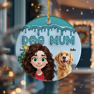 A Girl With Her Dogs - Personalized Christmas Ceramic Ornament Gift For Dog Lovers LM32 897157