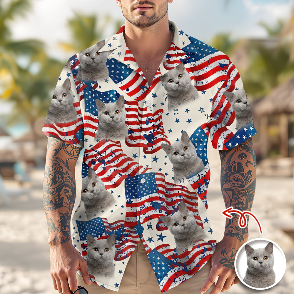 Custom Dog, Cat Photo American Eagle Flag Independence Hawaii Shirt LM32 897919
