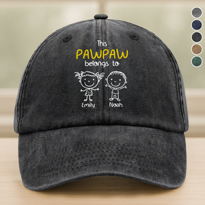 This Daddy Belongs To Us Personalized Washed Denim Baseball Cap HA75 897202