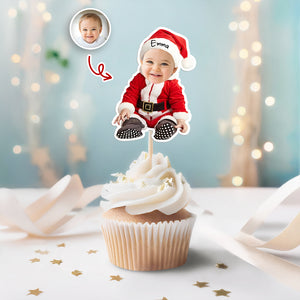 Custom Baby Santa Photo First Christmas Cupcake Topper CH07 899030