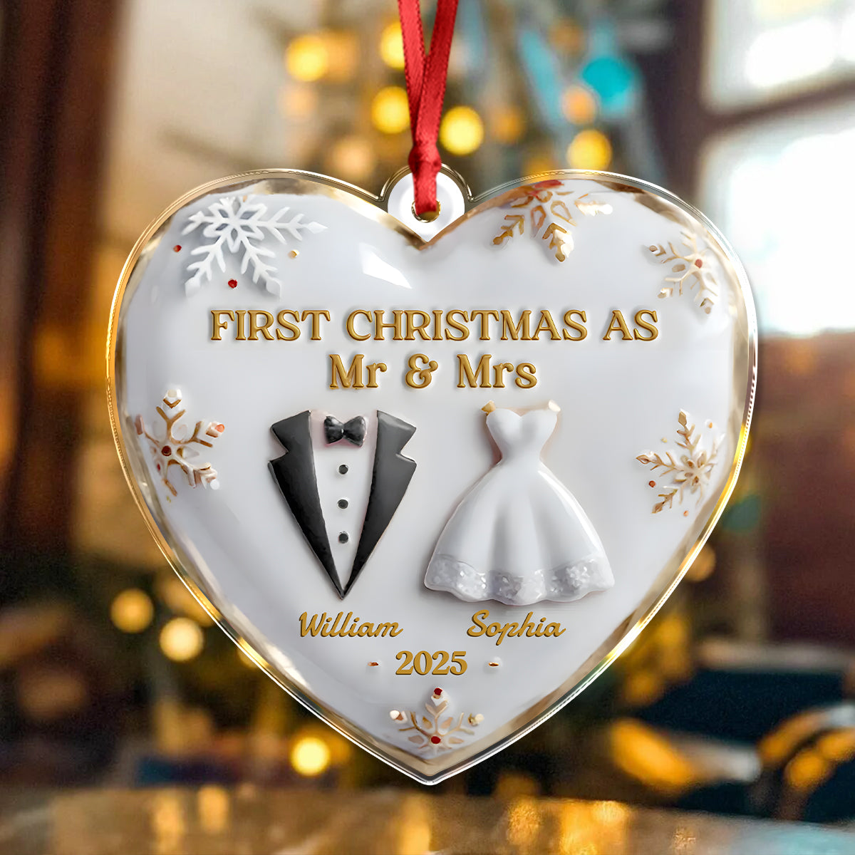 Our First Christmas Together Heart Acrylic Ornament Personalized Wedding Anniversary Christmas Ornament CH07 896888