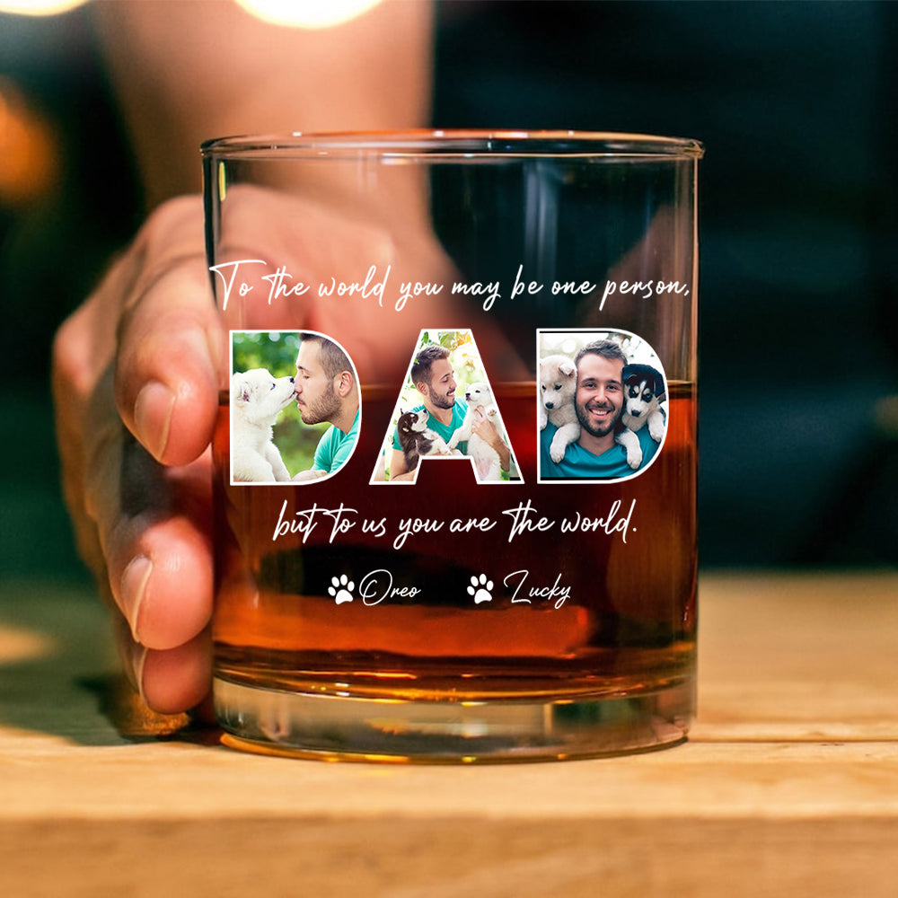 Custom Photo Happy Father's Day Thanks For Picking Up My Poop And Stuff Whiskey Glass HO82 893874