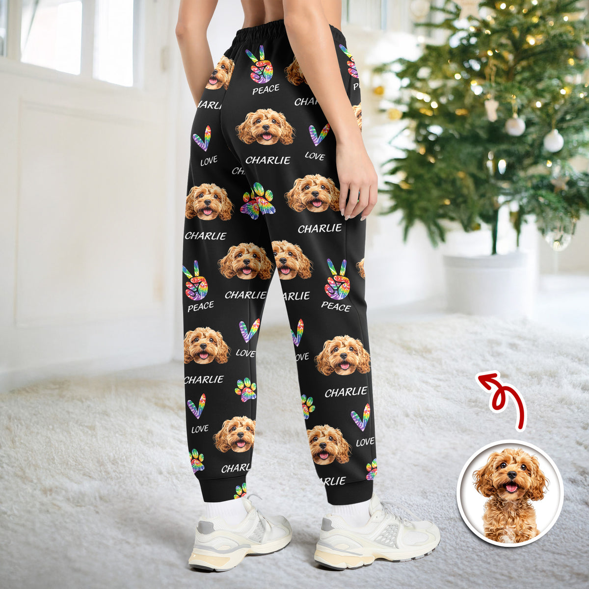 Custom Photo Peace, Love, Dog Sweatpants HA75 897678