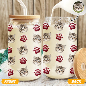 Custom Face Dog Cat With Paw Glass Can With Lid Gift For Dog Cat Lover HA75 898336