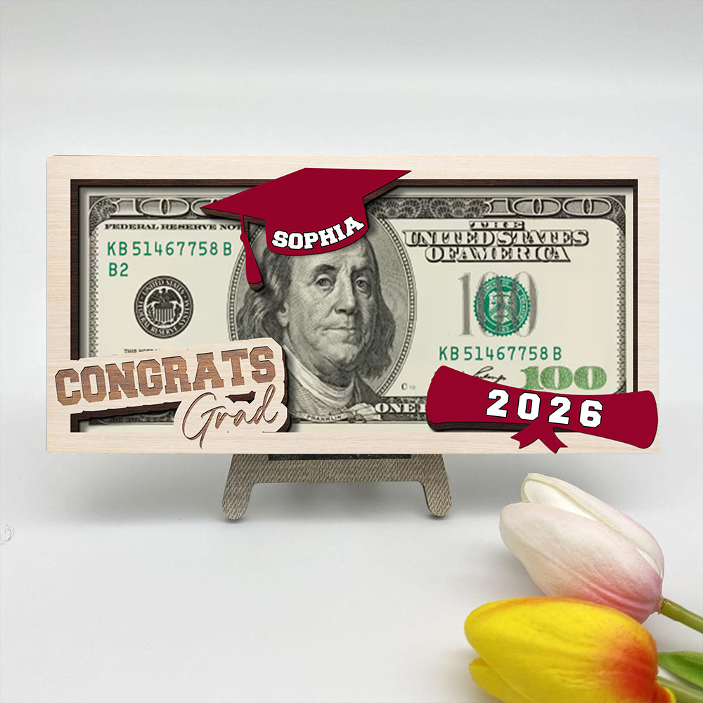 Custom Name Congratulations Class Of 2026 Wood Money Holder CH07 895514