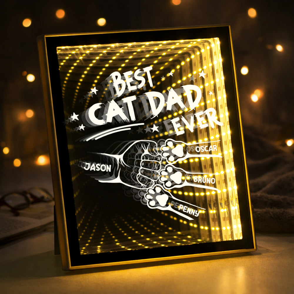 Custom Name Best Dog Dad, Dog Mom Ever Personalized Infinity Mirror Light Box HO82 901932