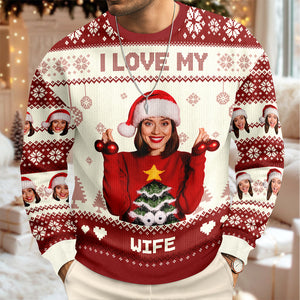 Custom Photo I Love My Wife/Husband Christmas Ugly Sweater TH10 896339