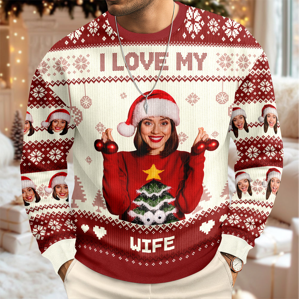 Custom Photo I Love My Wife/Husband Christmas Ugly Sweater TH10 896339